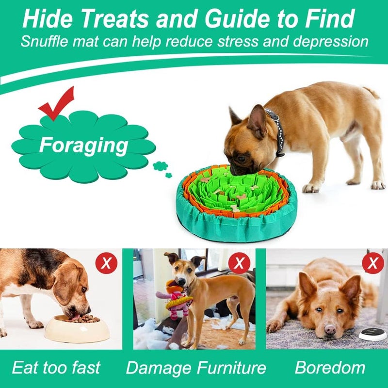 Vivifying Snuffle Mat for Dogs, Interactive Dog Enrichment Toys for Boredom and Mental Stimulation, Adjustable Puzzle Toys Sniff Mat for Slow Eating and Stress Relief (Green & Orange) - Image 4